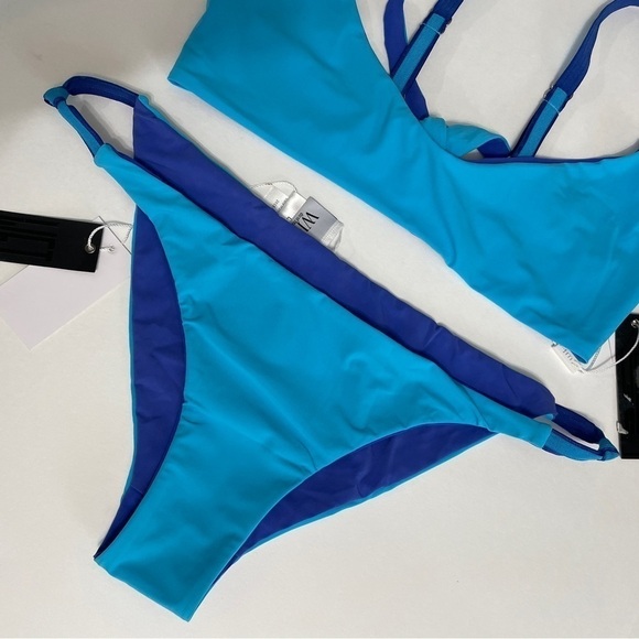 WET Bikini Two-Tone Reversible Blue Two-Piece Swim Suit Large - Picture 5 of 11